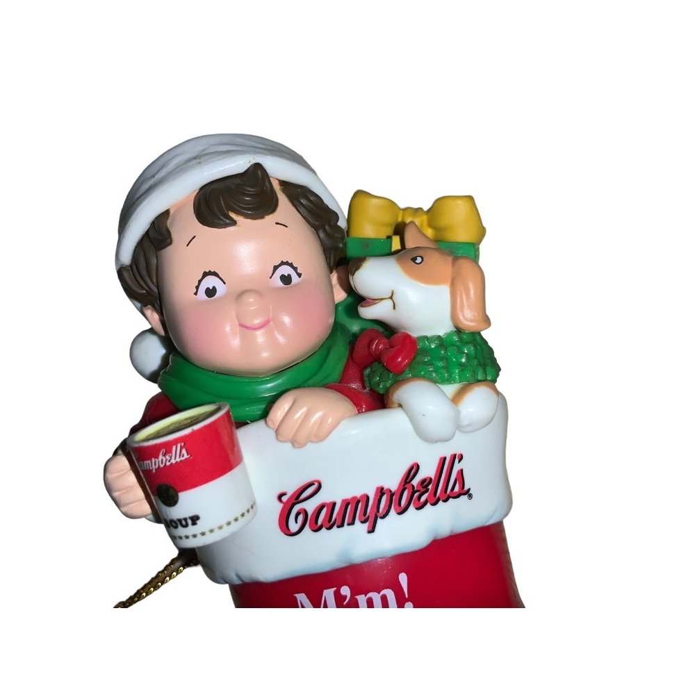 Campbell Soup Christmas Ornament 2001 Kid In Stocking Collectible